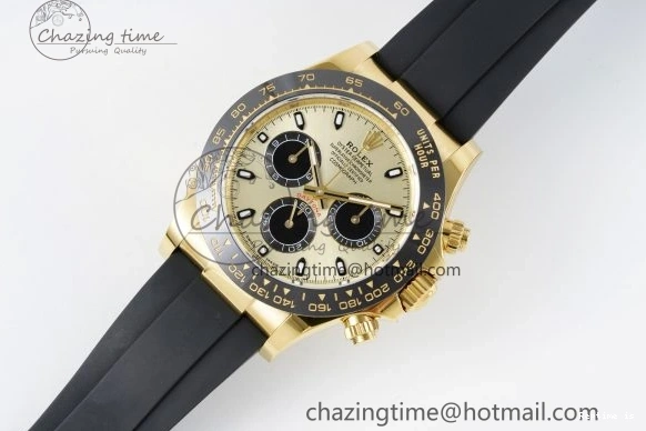 1222 OnTrend Daytona 116518 BTF 1:1 Best Edition YG Black Dial on Oysterflex Rubber Strap SA4130 V 2260